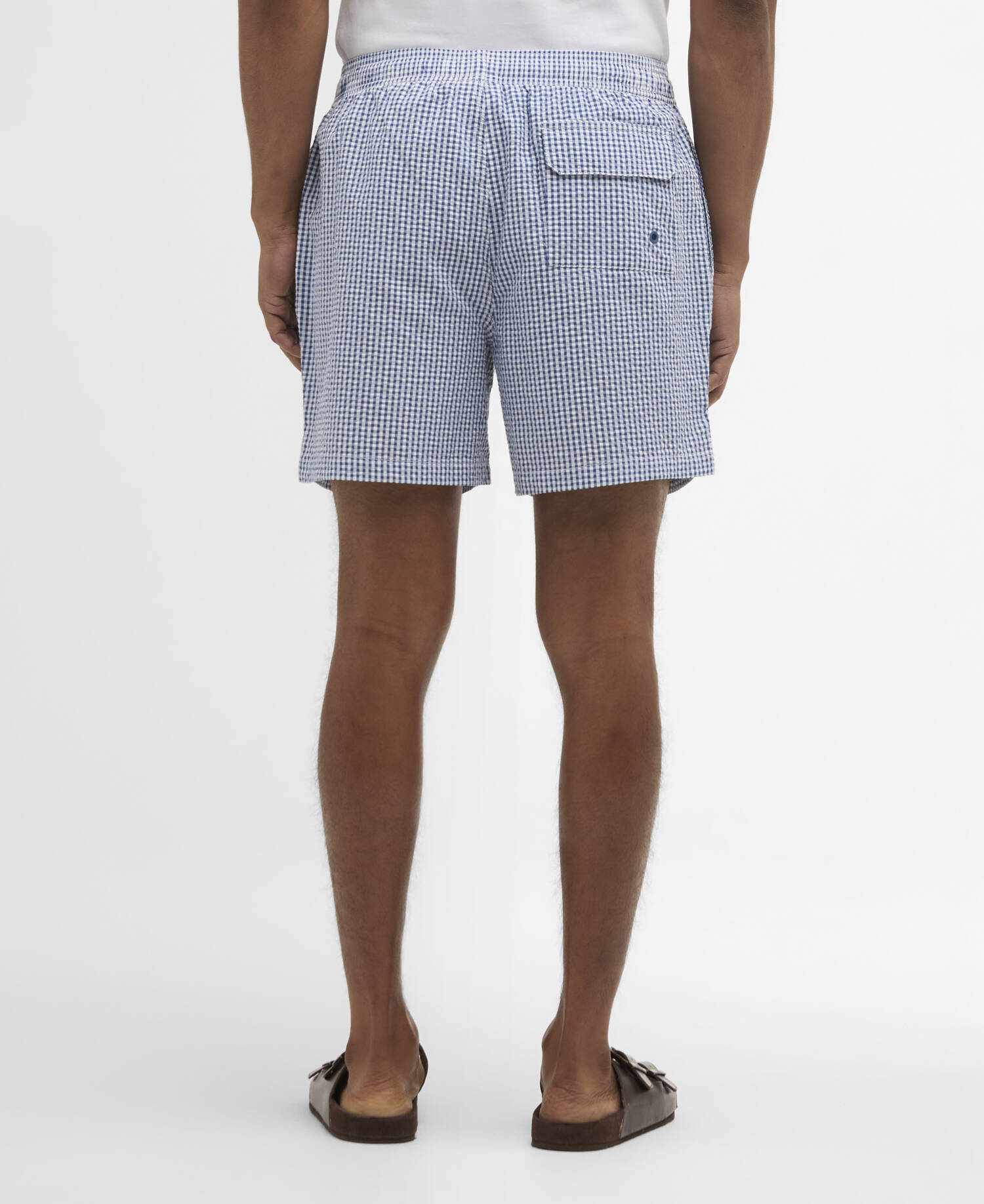 Gingham Seersucker Swim Short Sailboat Blue image number 2