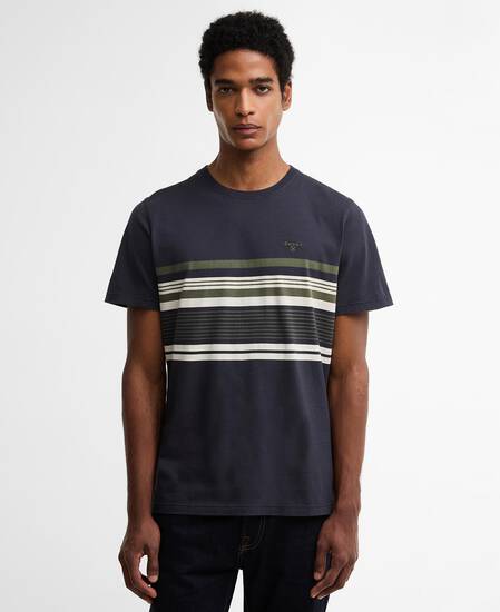 Teeside Striped Graphic Tailored T-Shirt Dark Navy