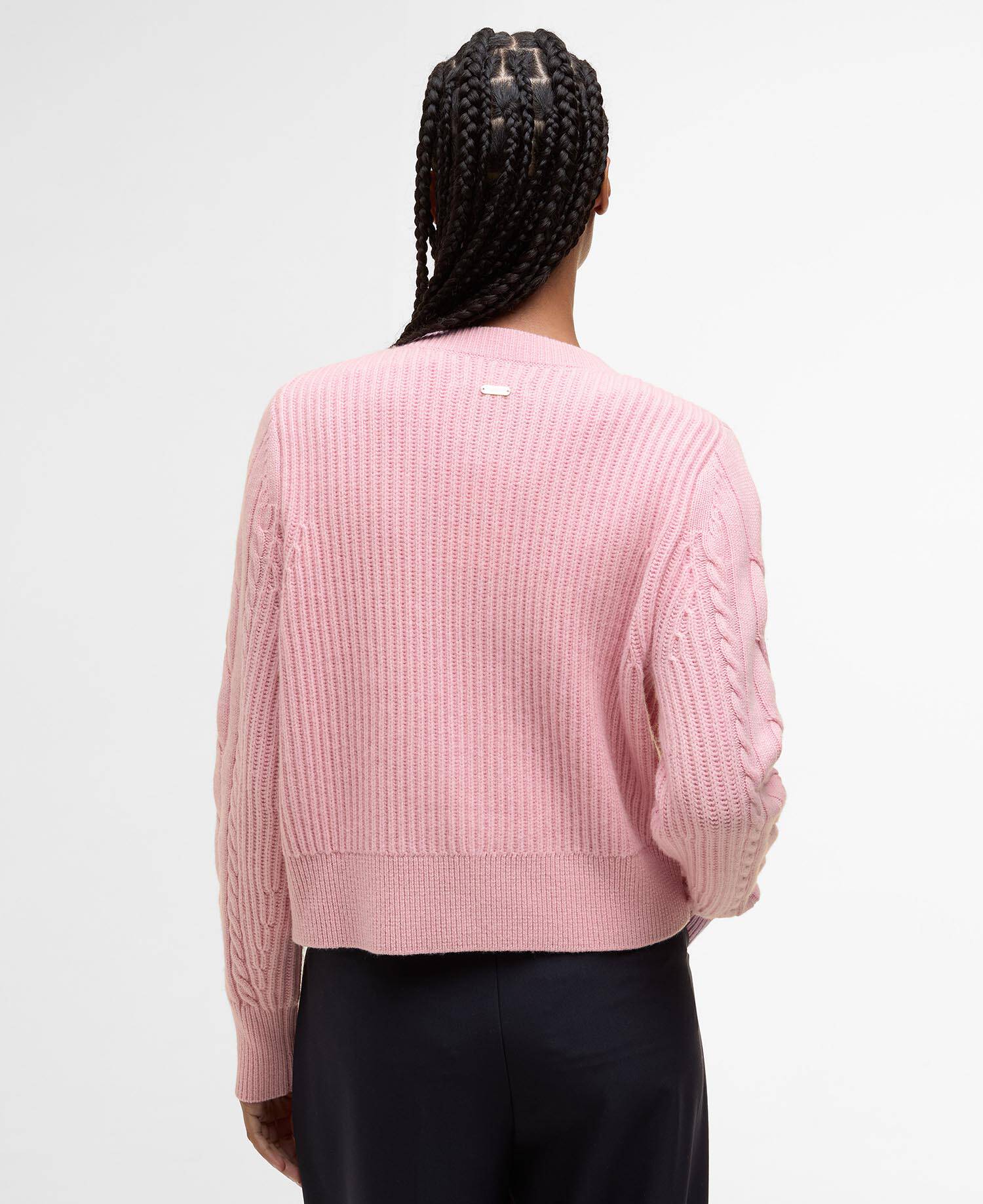 Elina Wool-Cashmere Cable-Knit Cardigan Cherry Blossom image number 2