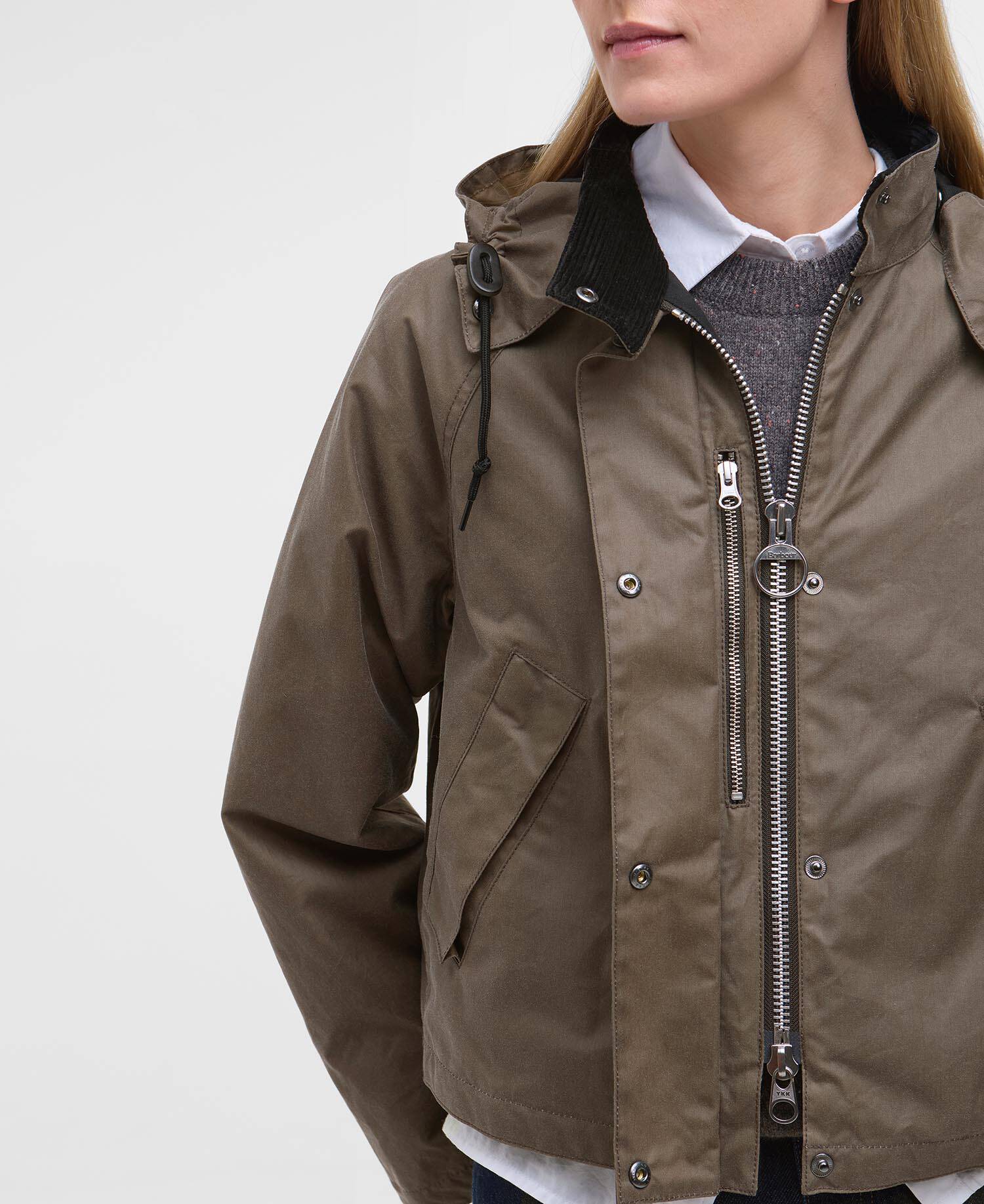 Barbour for Margaret Howell Women's Transport Waxed Jacket Kelp image number 5