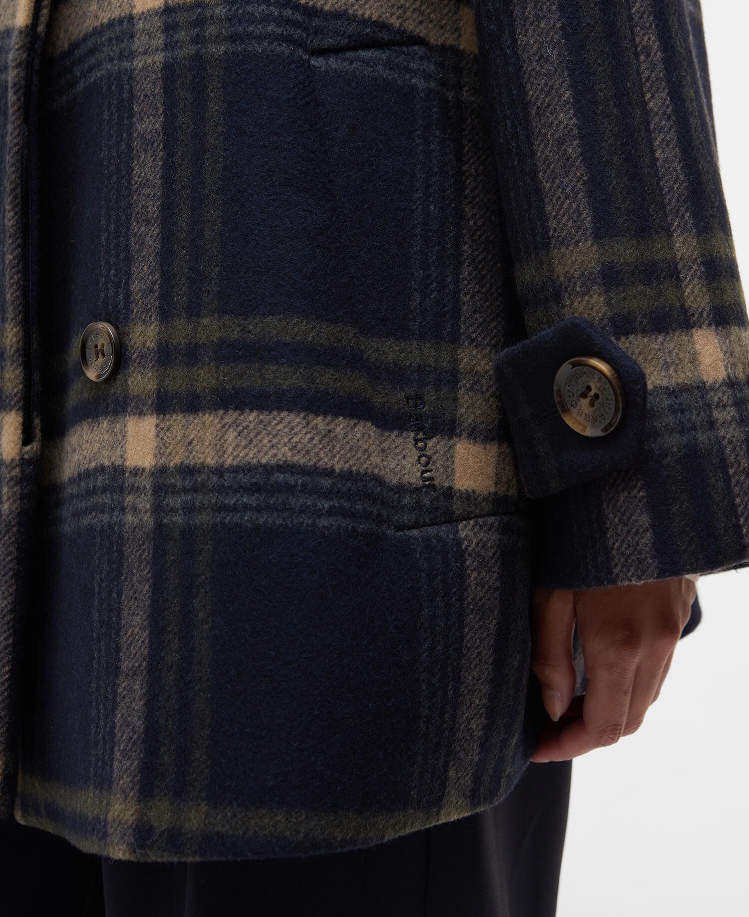 Tara Wool Coat Navy Windowpane Check