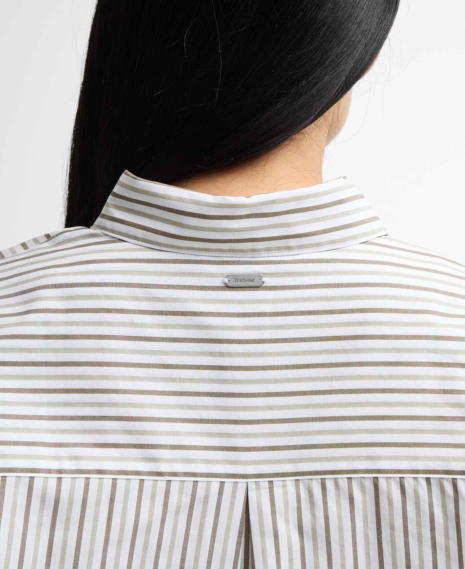 Fawley Striped Relaxed Long-Sleeved Shirt Dusky Green/Light Sand Stripe