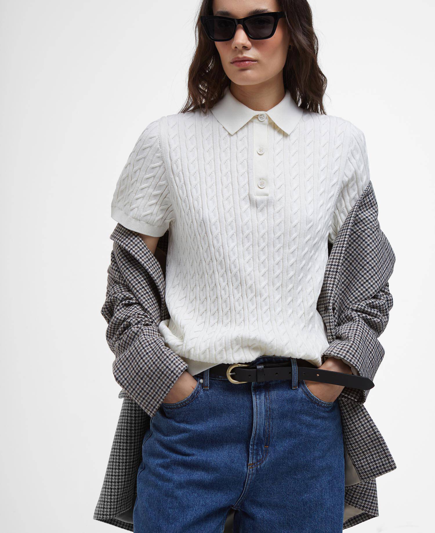 Hartland Knitted Polo Shirt Cloud image number 3