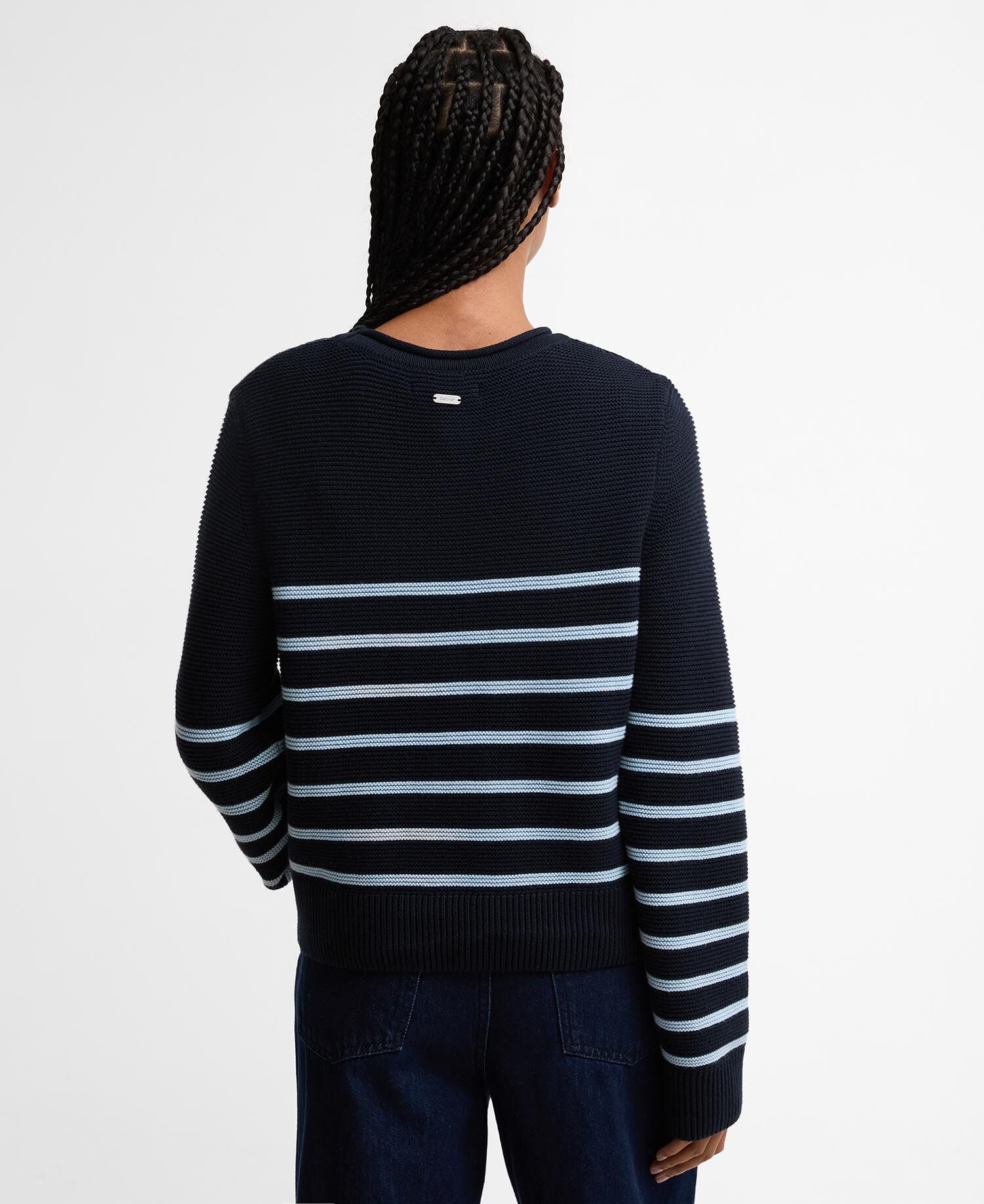 Hinton Striped Crew Neck Jumper Dark Navy Stripe