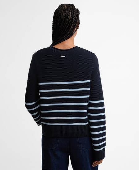 Hinton Striped Crew Neck Jumper Dark Navy Stripe