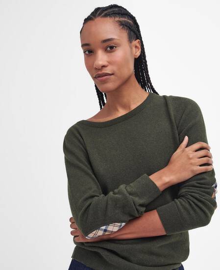 Pendle Crew Neck Jumper Olive-Hessian Tartan