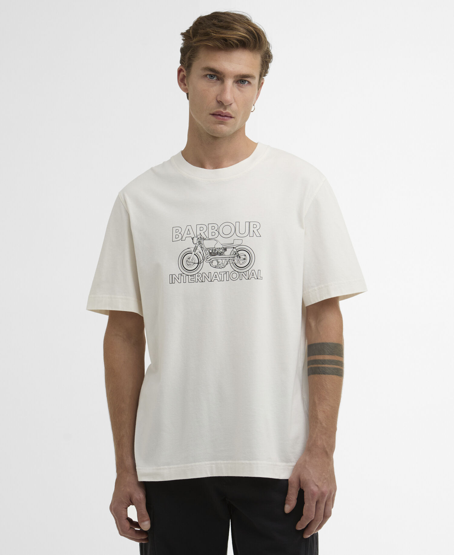 T-Shirt Cowl Motorbike Graphic Whisper White