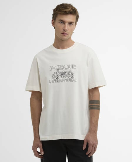 T-Shirt Cowl Motorbike Graphic Whisper White