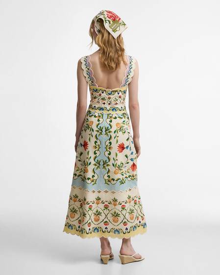 Barbour FARM Rio Petal Midi Dress Cream Spring Petal Flower Print