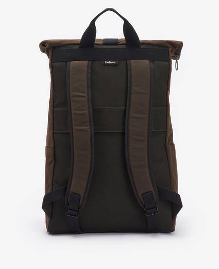 Field Roll-Top Waxed Backpack Olive-Black