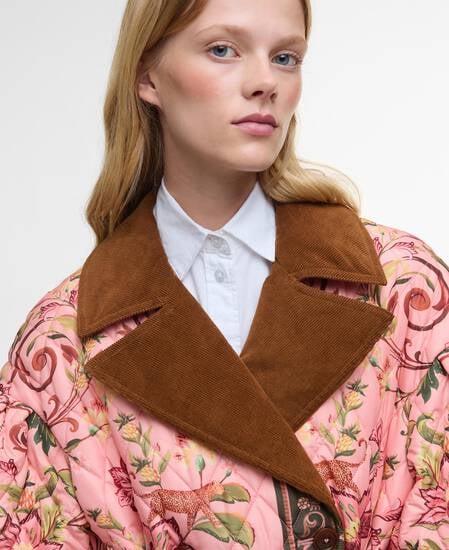 Barbour FARM Rio Cami Quilted Jacket Tropical /Beige Heart Print