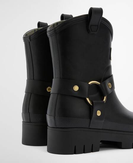 Elley Harness Wellington Boots Black