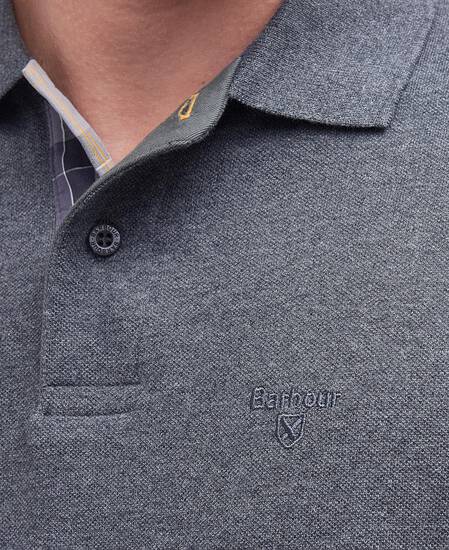 Essential Long-Sleeved Polo Shirt Slate Marl Essential Long-Sleeved Polo Shirt Slate Marl