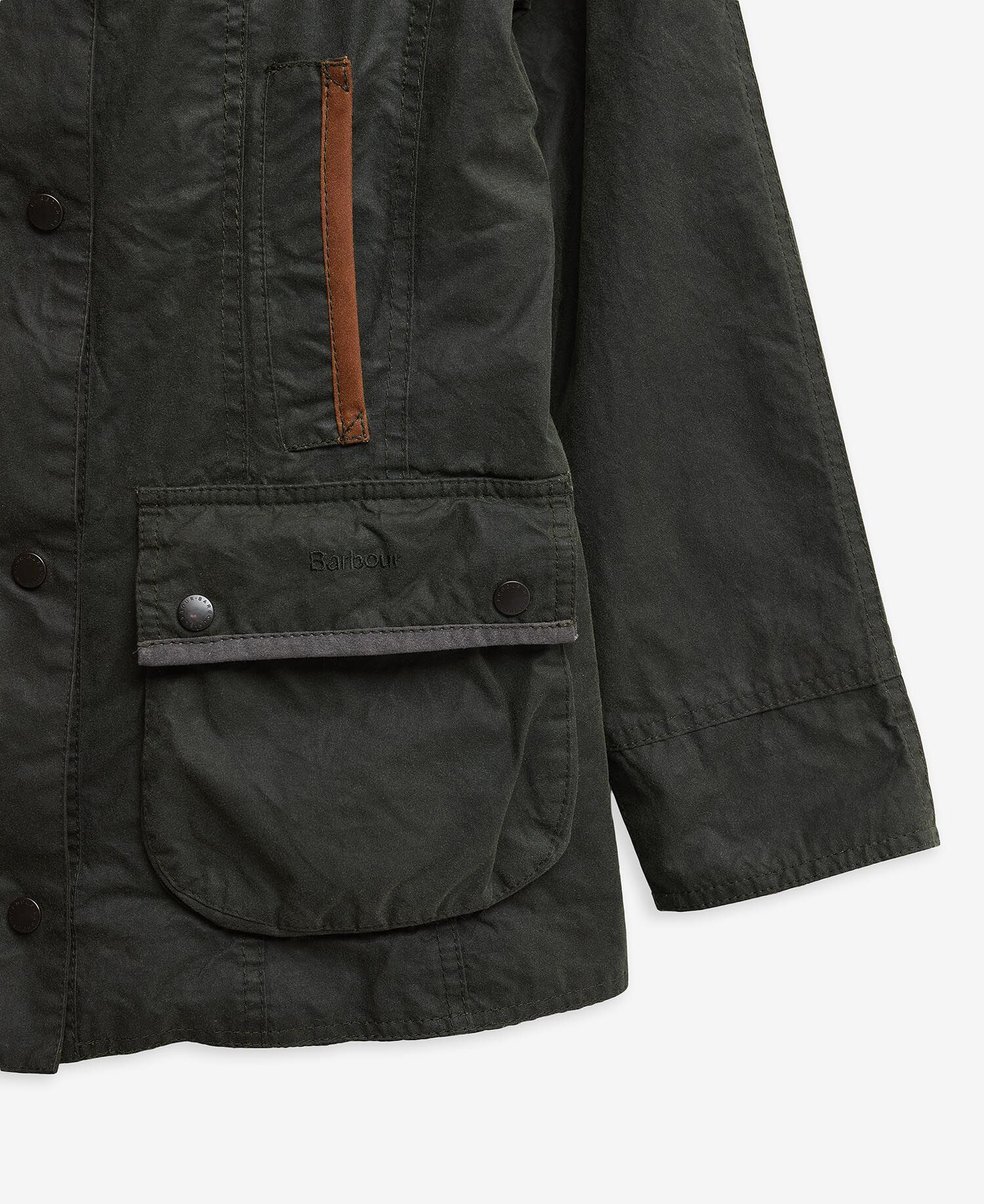 Barbour Re-Loved Beadnell Waxed Jacket - Size 10 Sage