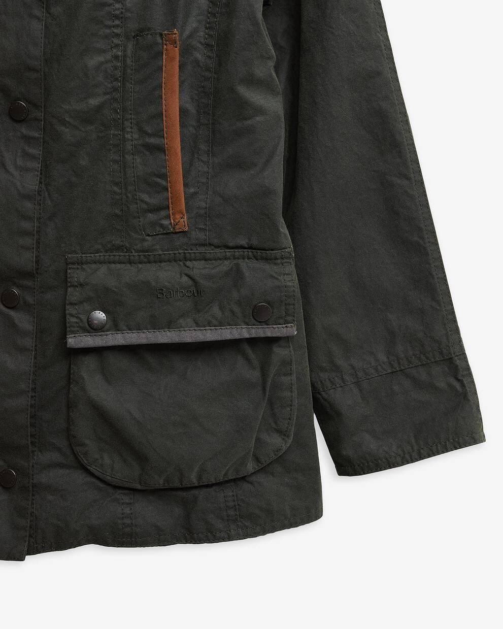 Barbour Re-Loved Beadnell Waxed Jacket - Size 10 Sage