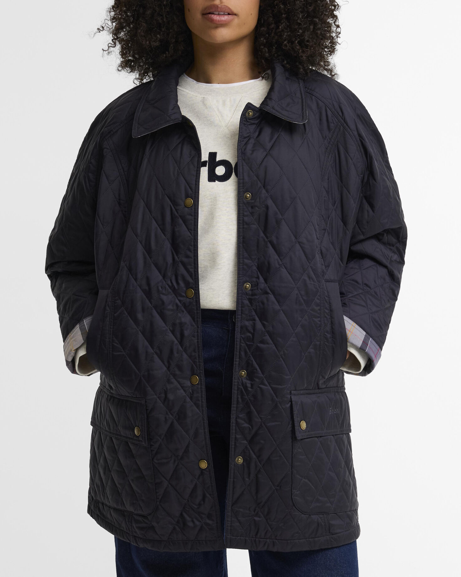 Summer Beadnell Plus-Size Quilted Jacket Navy