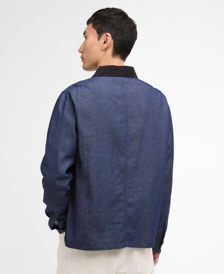 Piligan Herringbone Denim Overshirt Indigo