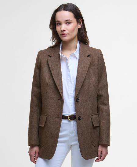Blazer in lana leggermente aderente Elm Military Brown