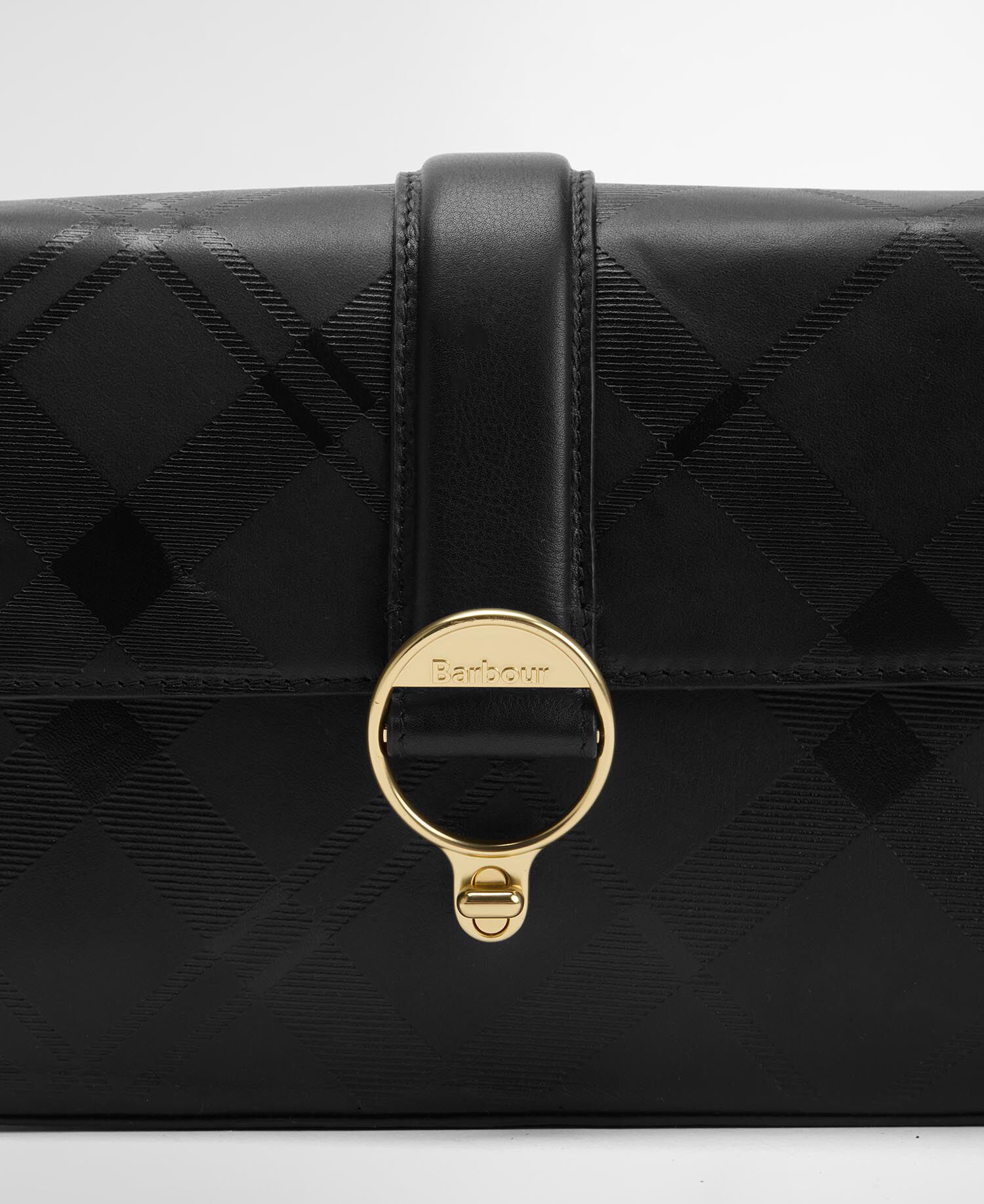 Borsa a tracolla in pelle Rosa Black/ Deboss Tartan