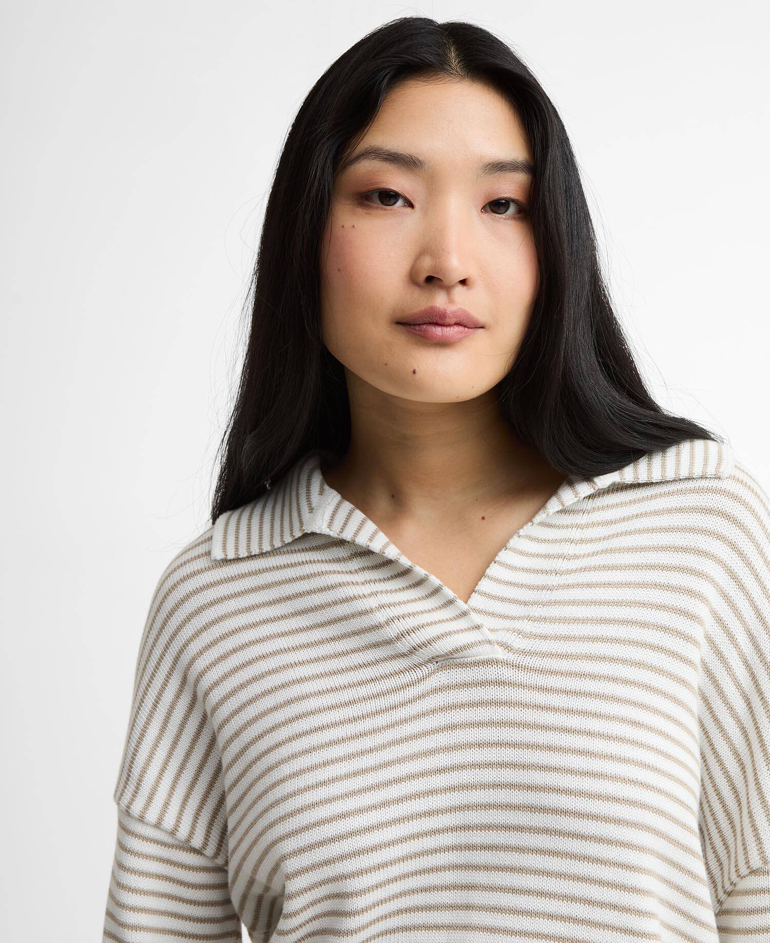 Aylesby Striped Collared Jumper Cloud/Sand Stripe image number 3