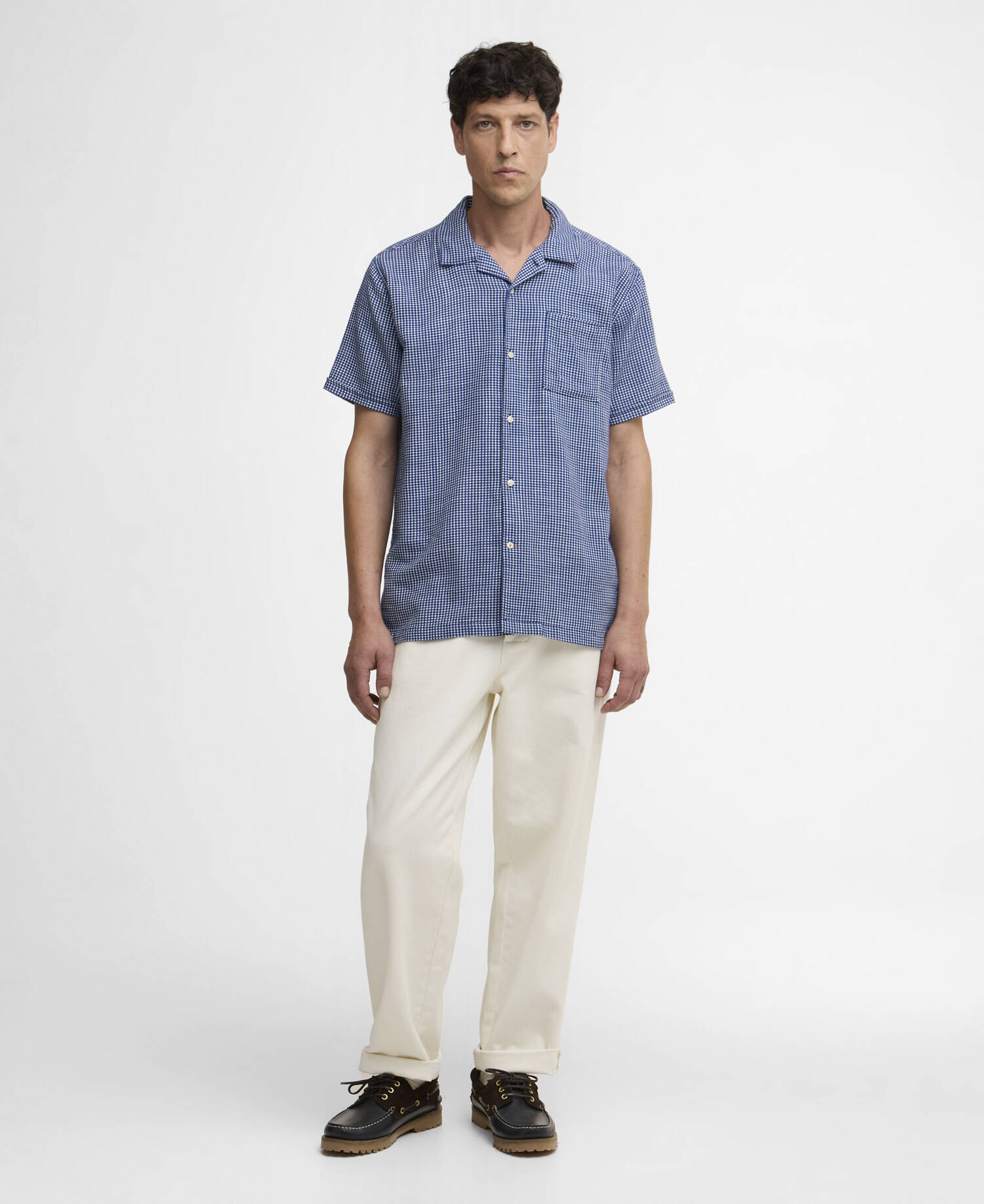 Rudbeck Textured Short-Sleeved Shirt Navy image number 1