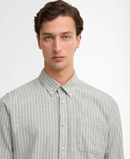 Nelson Striped Long-Sleeved Tailored Shirt Bleached Olive