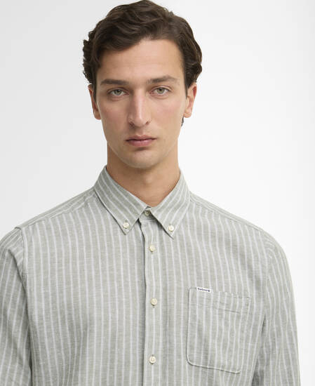 Nelson Striped Long-Sleeved Tailored Shirt Bleached Olive