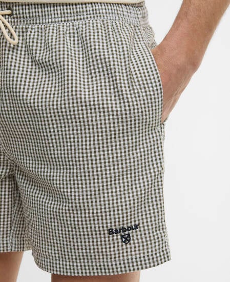 Gingham Seersucker Swim Short Olive