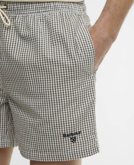 Gingham Seersucker Swim Short Olive
