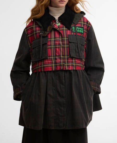 Barbour x GANNI Wachsjacke Peplum Tartan Classic/Royal Stewart/Charcoal/Classic Tartan