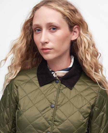 Deveron Quilted Jacket Olive-Pale Pink