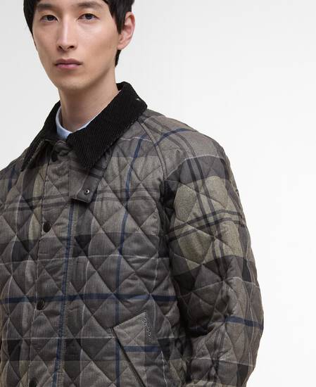 Tartan Transport Quilted Jacket Navy Winter Dress Tartan