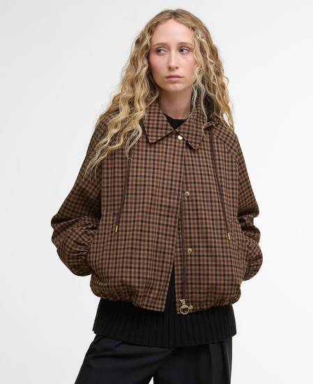 Audrey Showerproof Jacket Vicuna Gingham Check