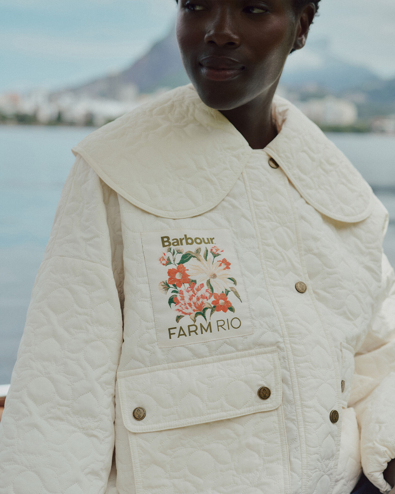 Barbour FARM Rio Lotus Quilted Jacket White Rose