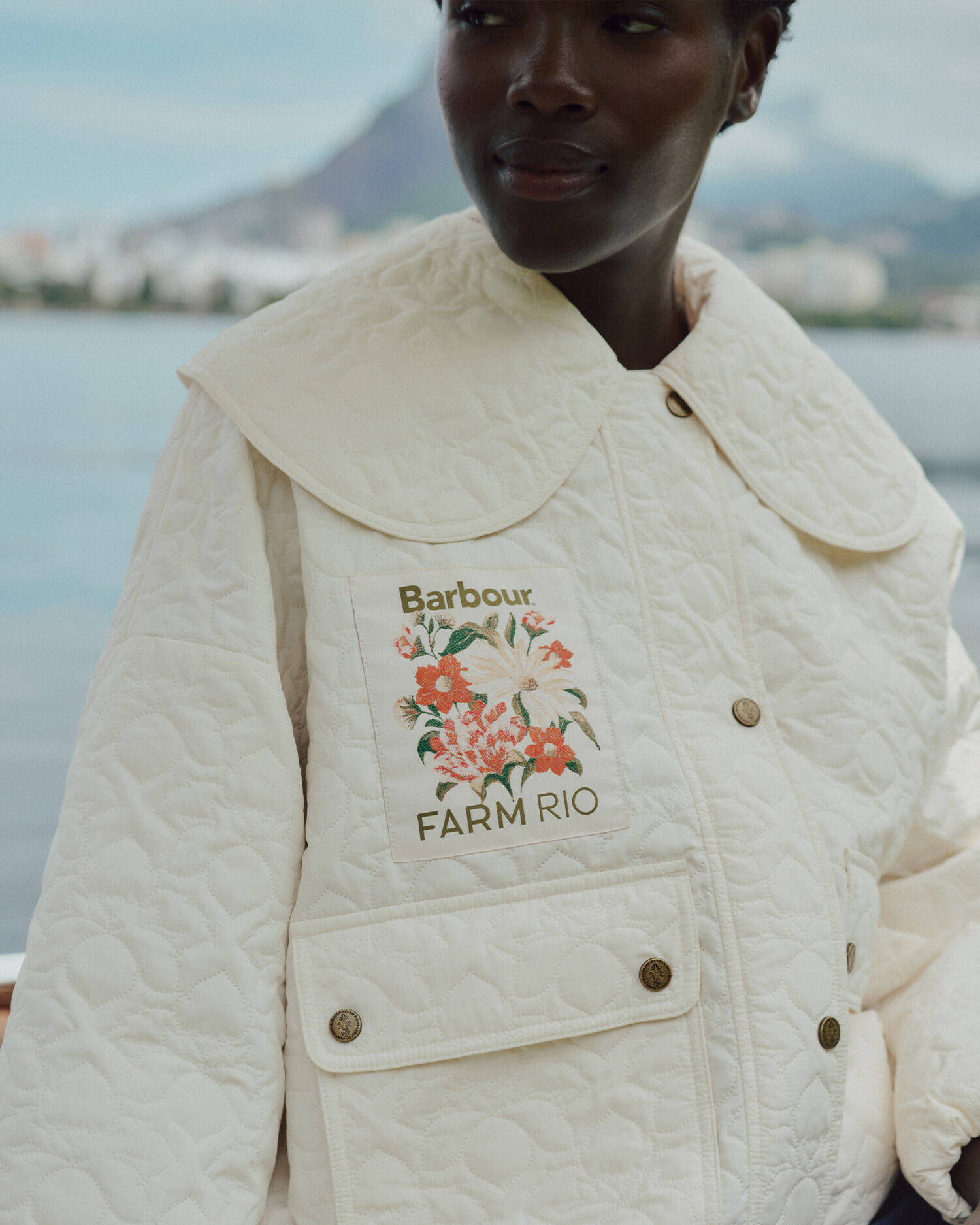 Barbour FARM Rio Lotus Quilted Jacket White Rose image number 0
