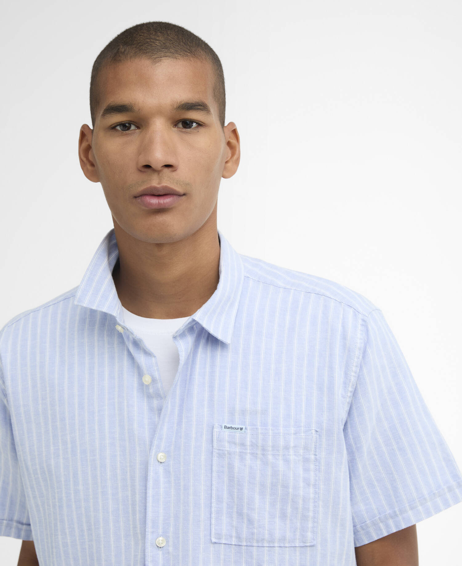 Camicia Nelson a maniche corte con motivo a righe Blue image number 3