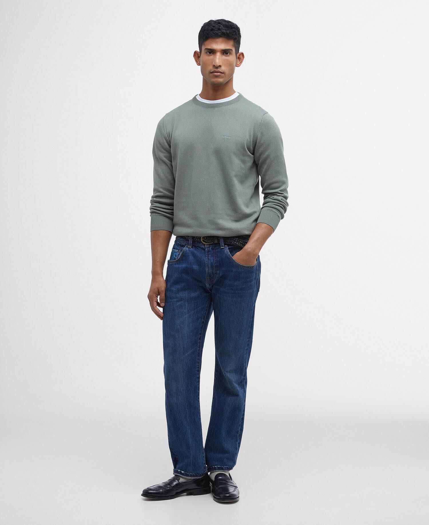 Pima Cotton Crew Neck Jumper Agave Green