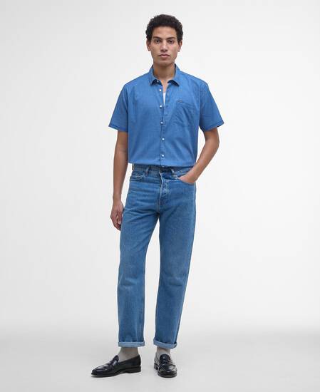 Pigment Dye Slub Short-Sleeved Shirt Dark Denim