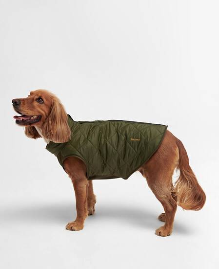 Reversible Quilted Dog Coat Olive-Brown