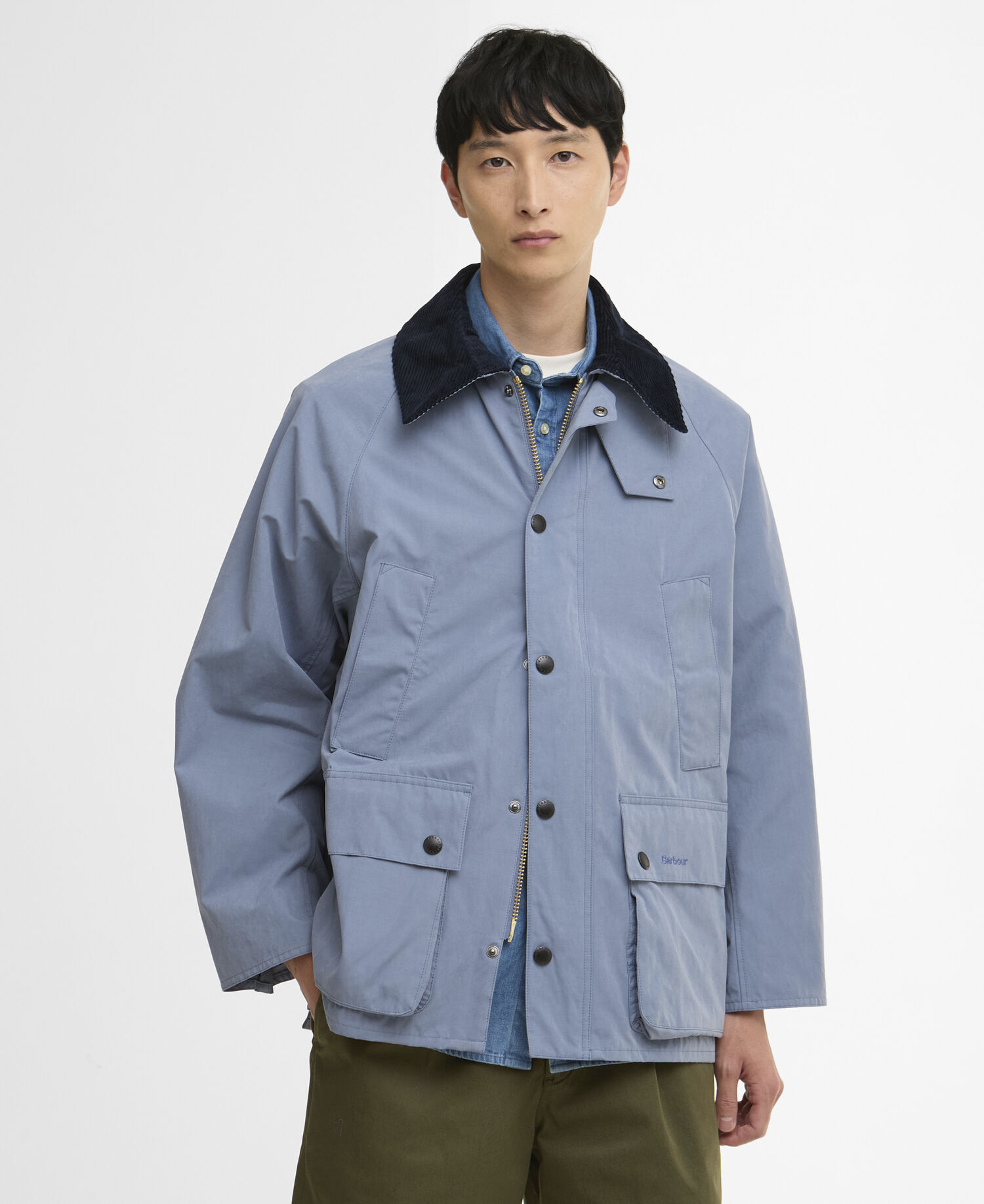 Peached Oversized Bedale Casual Jacket Washed Blue