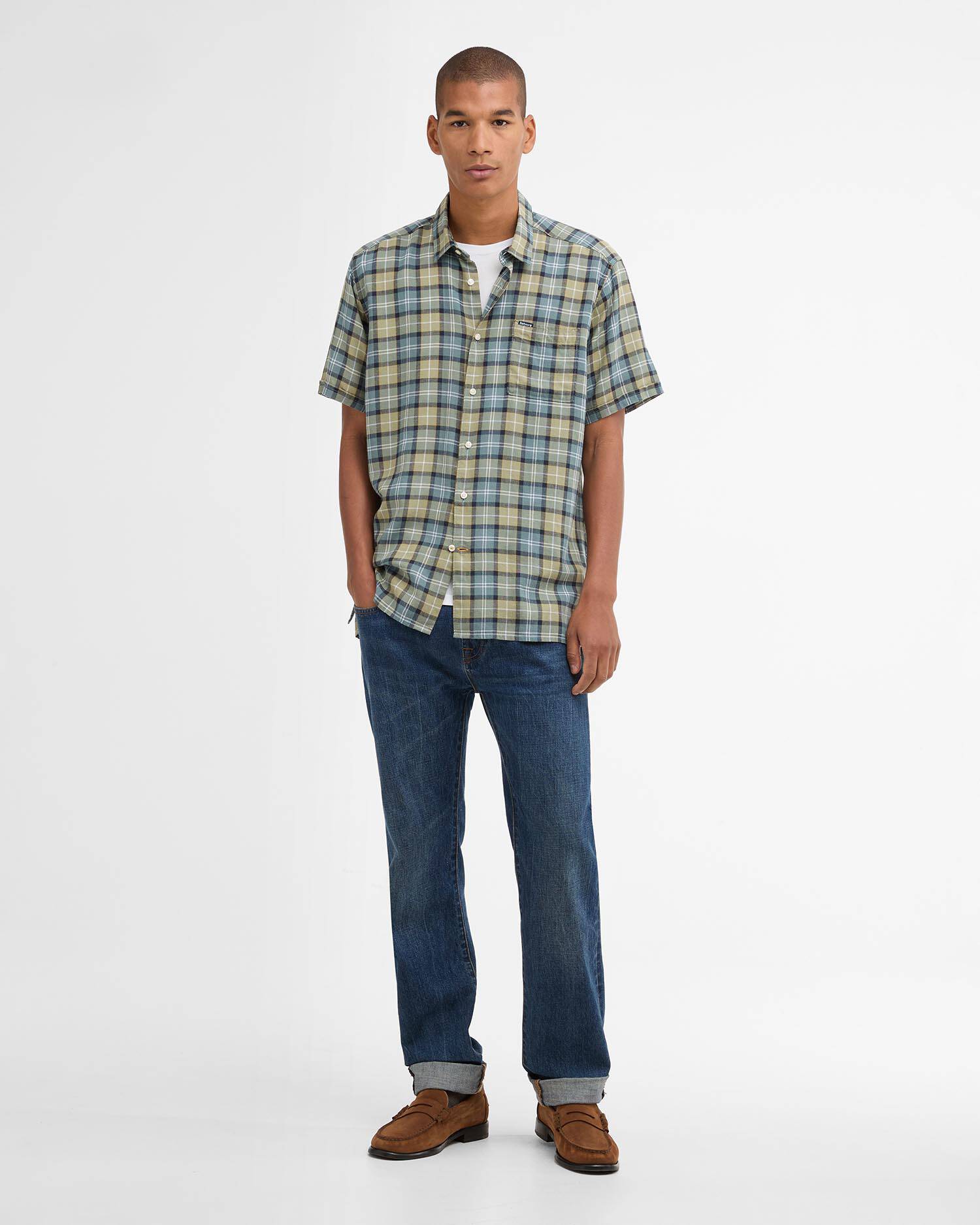 Camicia a maniche corte Midfield in tartan dalla vestibilit&agrave; regular Highland Loch Tartan image number 1