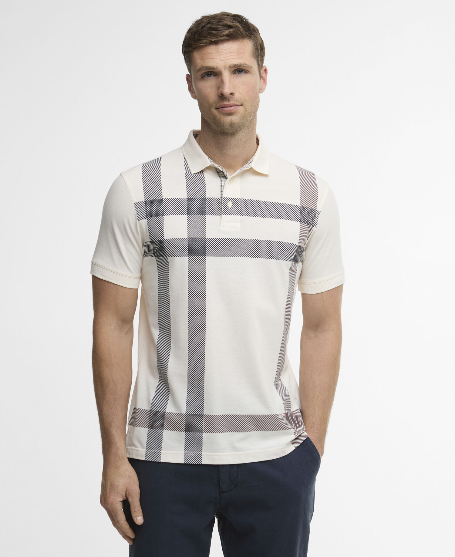 Blaine Tartan Short-Sleeved Polo Shirt Whisper White