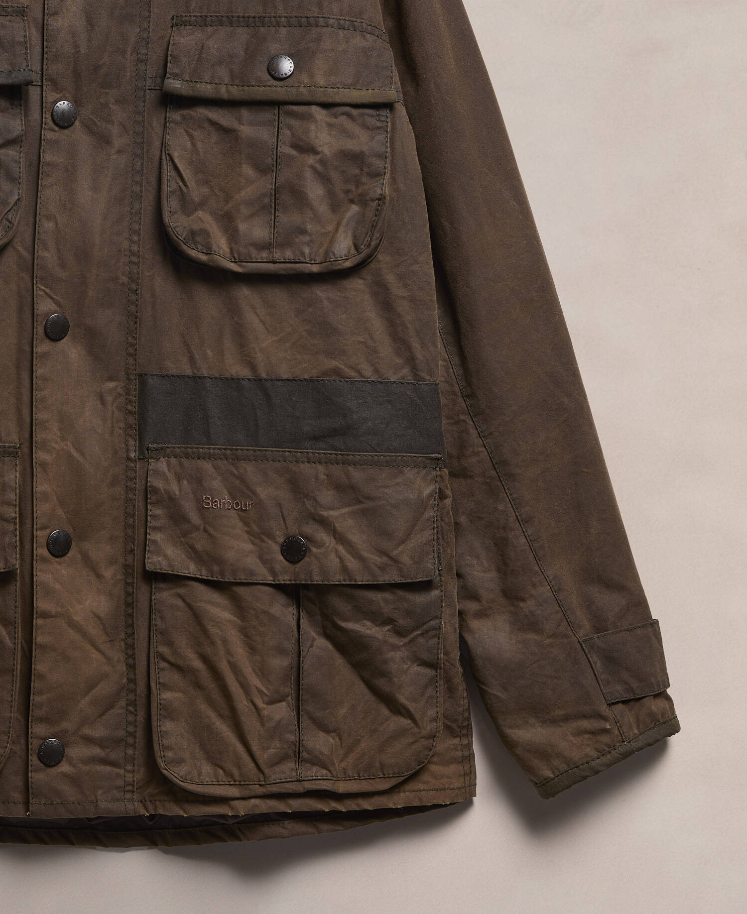 Barbour Re-Loved Men's Trooper Waxed Jacket - Size M Olive image number 3