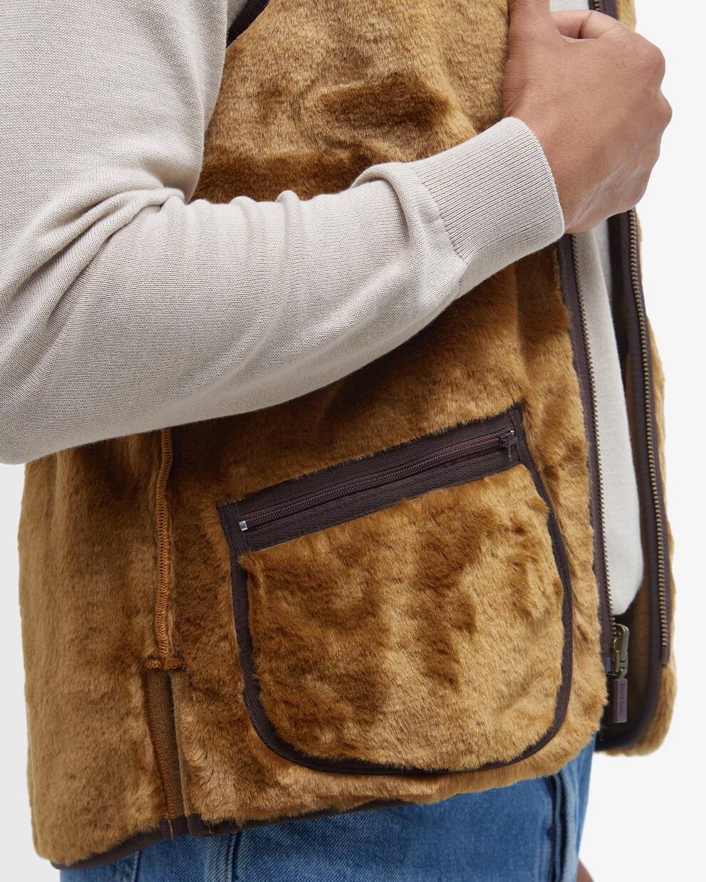 Gilet/fodera in pile caldo con cerniera