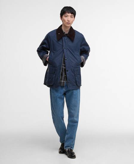 Oversized Bedale Waxed Jacket Washed Cobalt