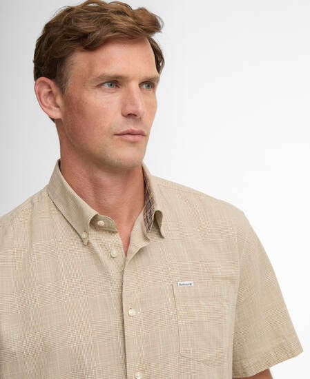 Fleming Linen Blend Regular Short-Sleeved Shirt Stone