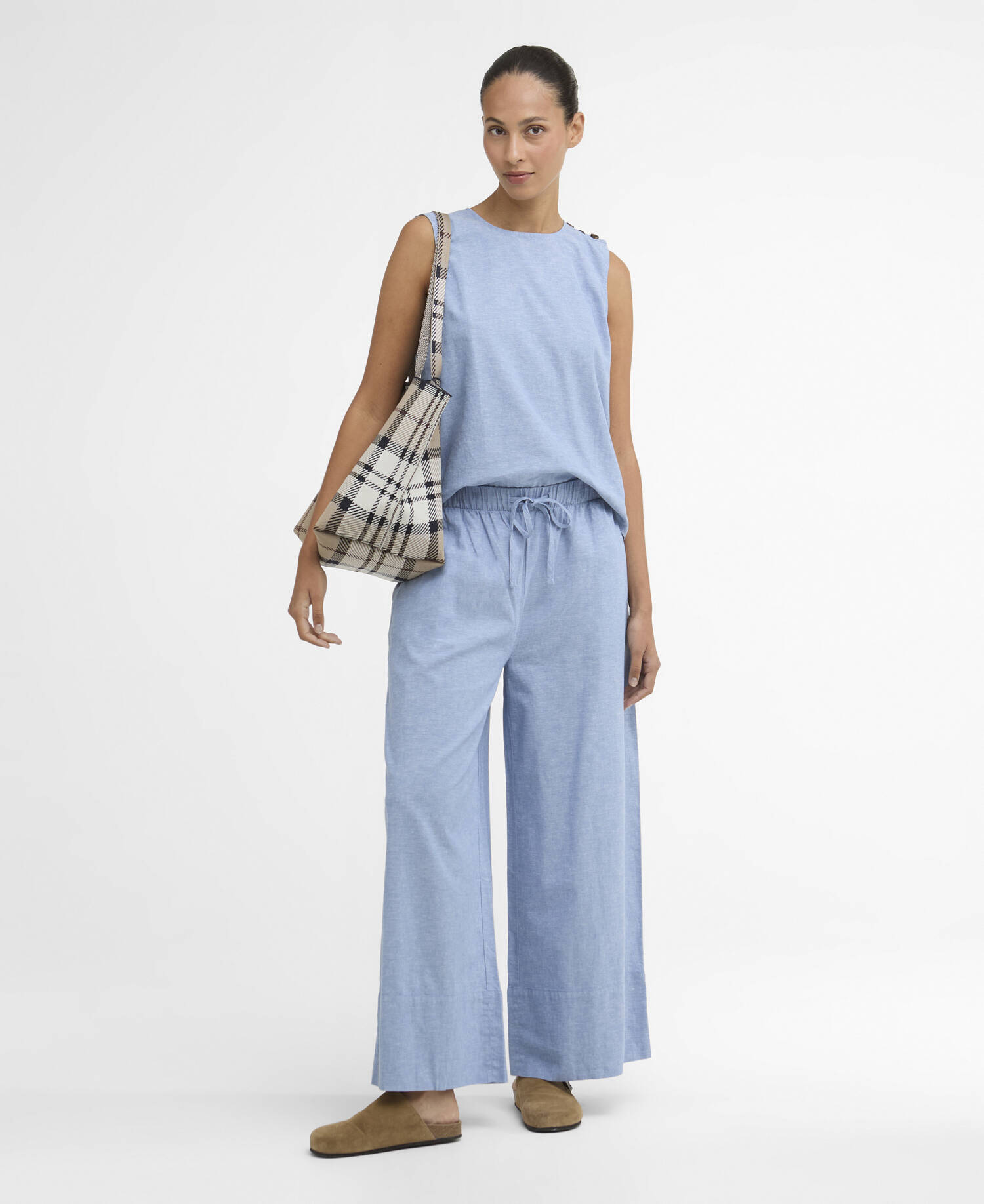 Josie Wide-Leg Trousers Light Chambray image number 0