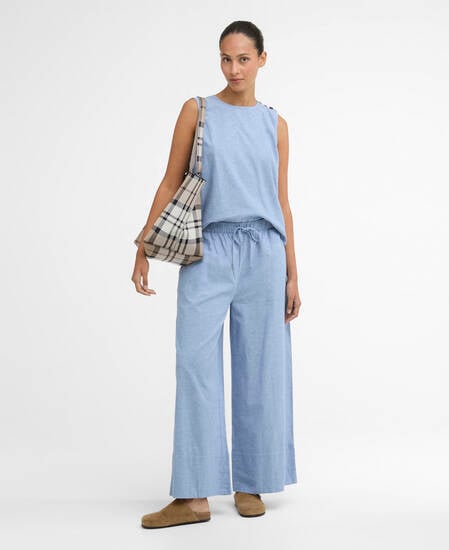 Josie Wide-Leg Trousers Light Chambray