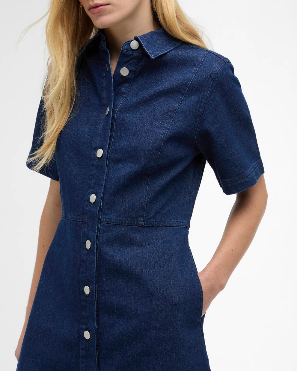 barbour denim dress Barbour sleeveless denim dress in mid wash