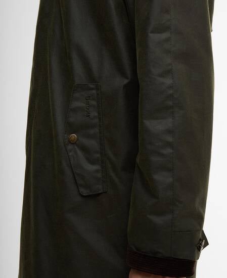 Barbour x Baracuta Tyne Waxed Car Coat Archive Olive